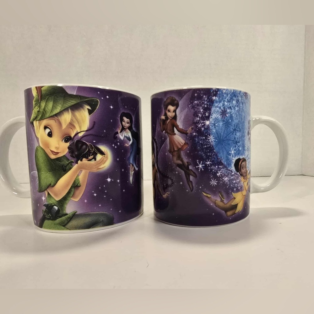 Enesco Canada Disney Tinkerbell 3 3/4" Tall Ceramic Coffee Mug Lot of 2